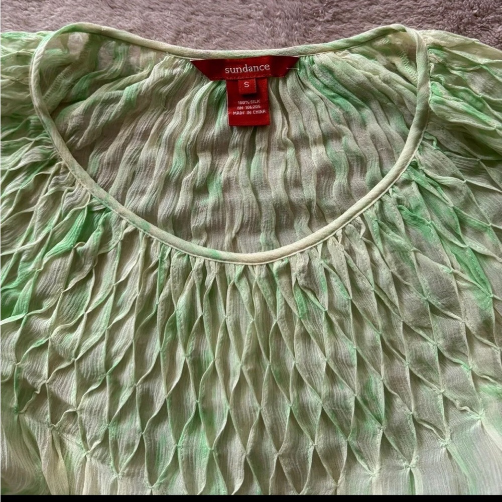 Sundance Women’s Catalog  Silk Chiffon Smocked top Blouse‎ Size Small - Picture 3 of 7
